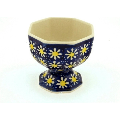 Polish Pottery Bowl with Pedestal 4&quot; Daisy