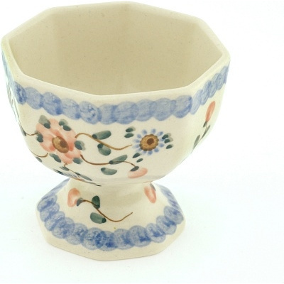 Polish Pottery Bowl with Pedestal 4&quot; Floral Simplicty
