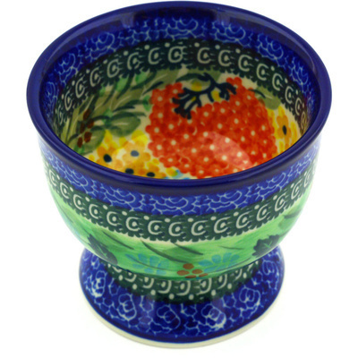 Polish Pottery Bowl with Pedestal 4&quot; Garden Delight UNIKAT
