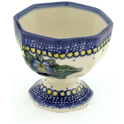 Polish Pottery Bowl with Pedestal 4&quot;