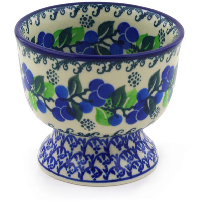 Polish Pottery Bowl with Pedestal 4&quot; Limeberry