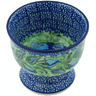 Polish Pottery Bowl with Pedestal 4&quot; Matisse Flowers Cobalt UNIKAT