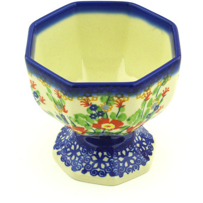 Polish Pottery Bowl with Pedestal 4&quot; UNIKAT