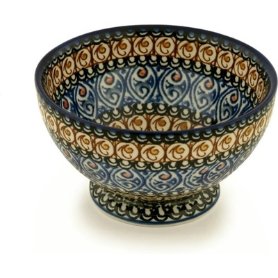 Polish Pottery Bowl with Pedestal 5&quot; Amber Shores UNIKAT