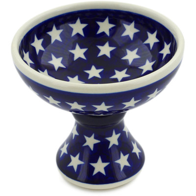 Polish Pottery Bowl with Pedestal 5&quot; America The Beautiful