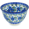 Polish Pottery Bowl with Pedestal 5&quot; Blue Blossom