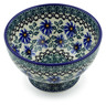 Polish Pottery Bowl with Pedestal 5&quot; Blue Chicory