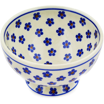 Polish Pottery Bowl with Pedestal 5&quot; Daisy Dots