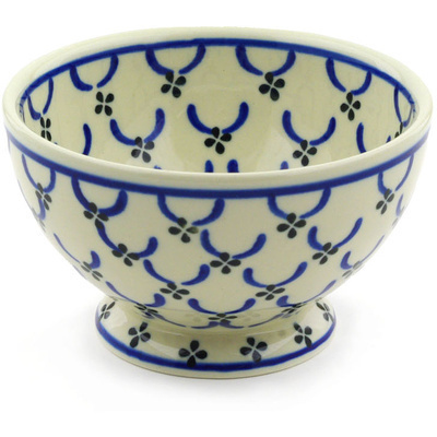Polish Pottery Bowl with Pedestal 5&quot; Garden Lattice