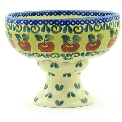 Polish Pottery Bowl with Pedestal 5&quot;