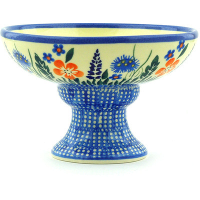 Polish Pottery Bowl with Pedestal 5&quot;