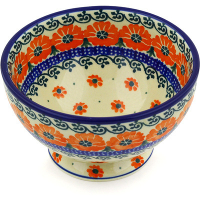 Polish Pottery Bowl with Pedestal 5&quot;