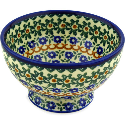 Polish Pottery Bowl with Pedestal 5&quot; Heidi Ho