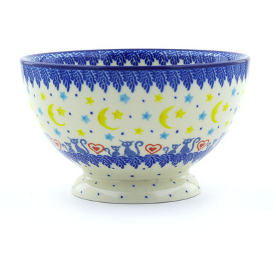 Polish Pottery Bowl with Pedestal 5&quot; Kittens Of The Heart