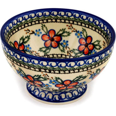 Polish Pottery Bowl with Pedestal 5&quot; Lancaster Rose