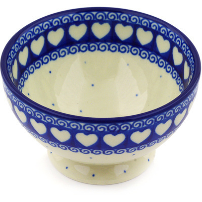 Polish Pottery Bowl with Pedestal 5&quot; Light Hearted