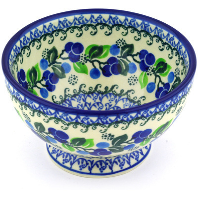 Polish Pottery Bowl with Pedestal 5&quot; Limeberry