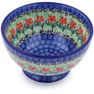 Polish Pottery Bowl with Pedestal 5&quot; Maraschino