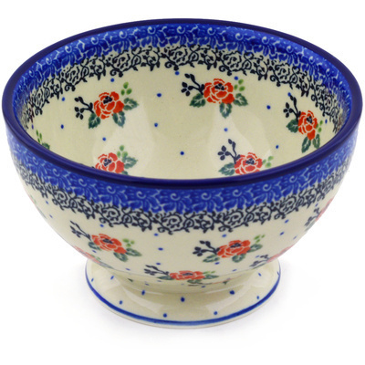 Polish Pottery Bowl with Pedestal 5&quot; Pasadena Delight