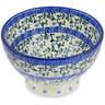 Polish Pottery Bowl with Pedestal 5&quot; Petite Blue Vine