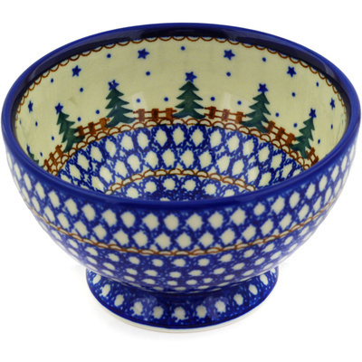 Polish Pottery Bowl with Pedestal 5&quot; Pocono Pines