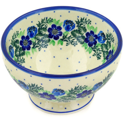 Polish Pottery Bowl with Pedestal 5&quot; Polish Wreath