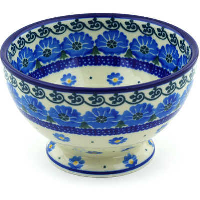 Polish Pottery Bowl with Pedestal 5&quot; Poppy Circle