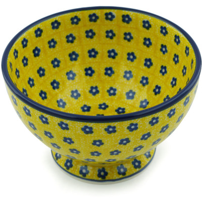 Polish Pottery Bowl with Pedestal 5&quot; Sunshine