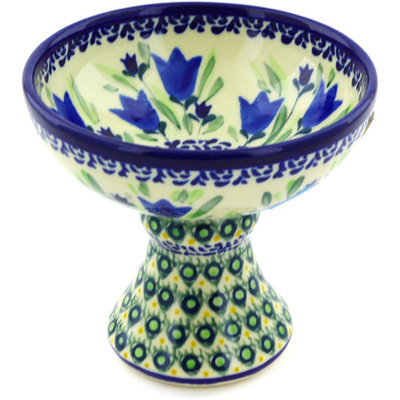 Polish Pottery Bowl with Pedestal 5&quot; Tulip Fields UNIKAT