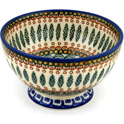 Polish Pottery Bowl with Pedestal 5&quot; Tuscan Countryside