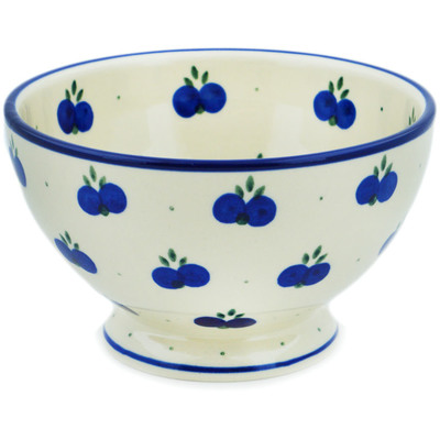 Polish Pottery Bowl with Pedestal 5&quot; Wild Blueberry