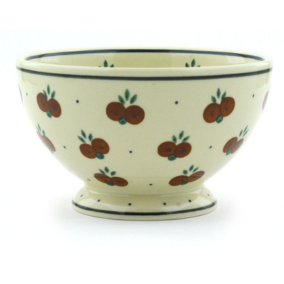 Polish Pottery Bowl with Pedestal 5&quot; Wild Cherry