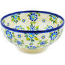 Polish Pottery Bowl with Pedestal 6&quot; Forget-me-not Field
