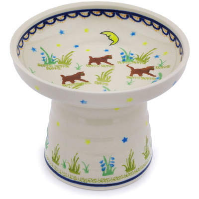 Polish Pottery Bowl with Pedestal 7&quot;