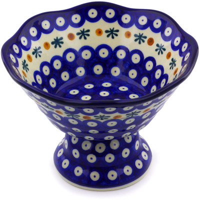 Polish Pottery Bowl with Pedestal 7&quot; Mosquito