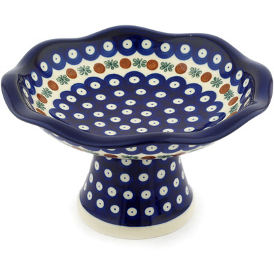 Polish Pottery Bowl with Pedestal 8&quot; Mosquito