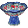 Polish Pottery Bowl with Pedestal 8&quot; Red Pansy