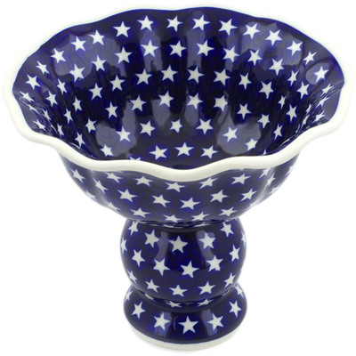 Polish Pottery Bowl with Pedestal 9&quot; America The Beautiful
