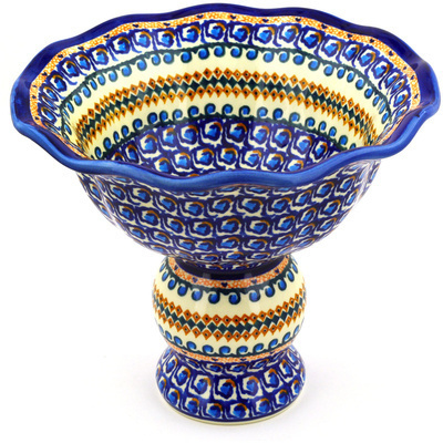 Polish Pottery Bowl with Pedestal 9&quot; Florence UNIKAT