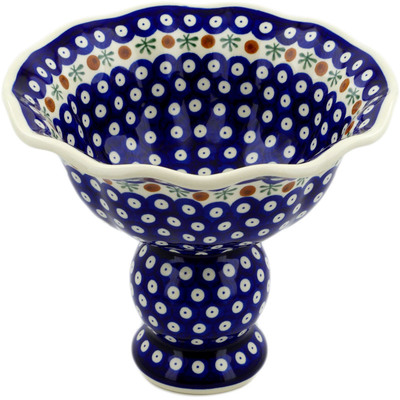 Polish Pottery Bowl with Pedestal 9&quot; Mosquito