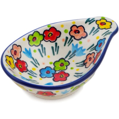 Polish Pottery Bowl with Spout 4&quot; Fun Time UNIKAT