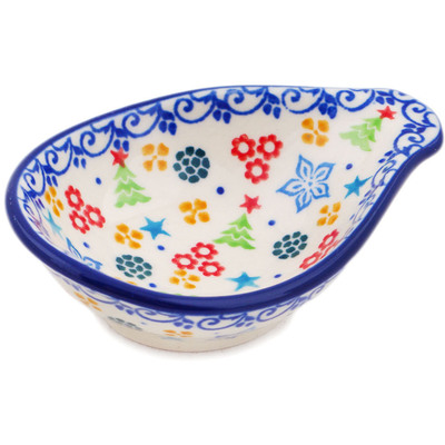 Polish Pottery Bowl with Spout 4&quot; Joyful Cheer UNIKAT