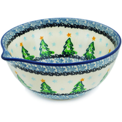 Polish Pottery Bowl with Spout 6&quot; Ethereal Evergreen