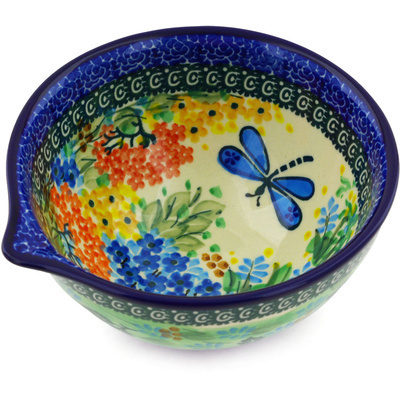 Polish Pottery Bowl with Spout 6&quot; Garden Delight UNIKAT