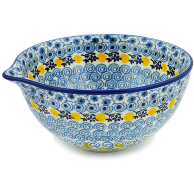 Polish Pottery Bowl with Spout 6&quot; Lemon Season