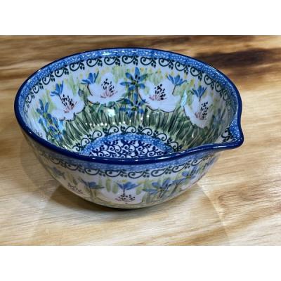 Polish Pottery Bowl with Spout 6&quot; Spring Morning UNIKAT