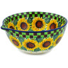 Polish Pottery Bowl with Spout 6&quot; Summer Sunflower UNIKAT