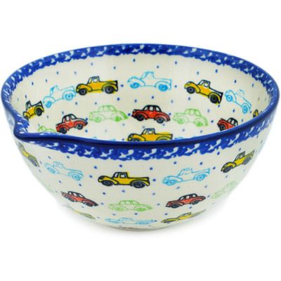 Polish Pottery Bowl with Spout 6&quot; Traffic Jam