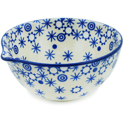 Polish Pottery Bowl with Spout 6&quot; Twinkle In The Frost