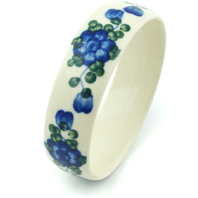 Polish Pottery Bracelet 2&quot; Blue Poppies